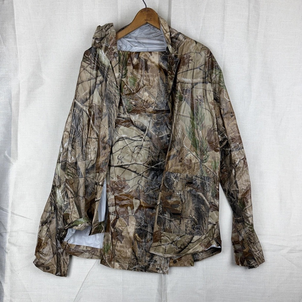 Coleman Rain Suit Mens Medium Brown Realtree Camo Hooded Jacket Pants Waterproof